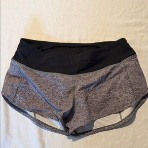 lululemon athletica Black Waistband Heather Gray Running Shorts